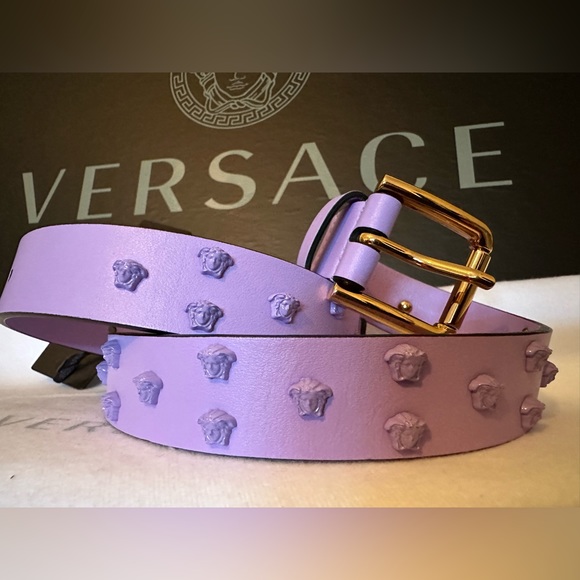Versace Medusa Studded lilac leather belt NEW (AUTHENTIC) - Picture 1 of 16